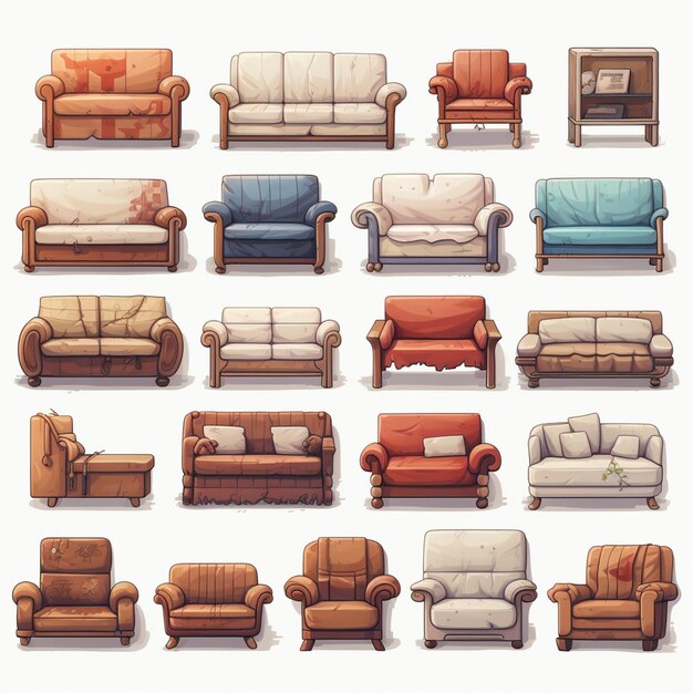 a close up of a bunch of different types of couches generative ai