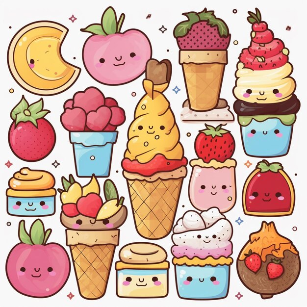 a close up of a bunch of different types of ice cream generative ai