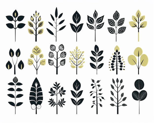 A close up of a bunch of different types of leaves generative ai