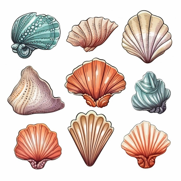 a close up of a bunch of different types of shells generative ai