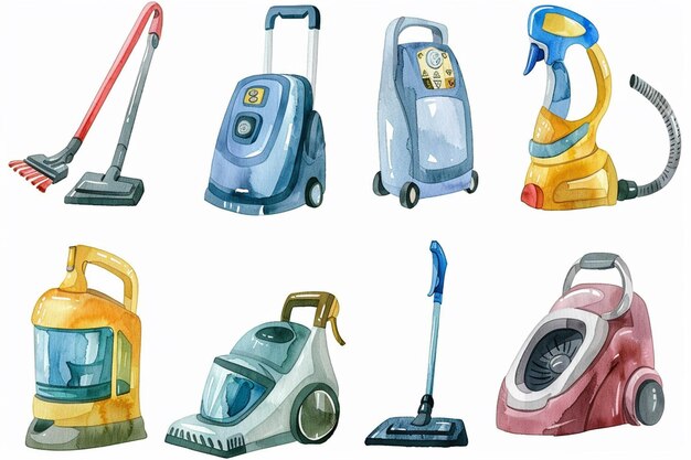 Photo a close up of a bunch of different types of vacuums generative ai