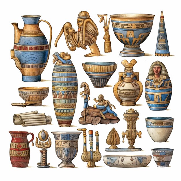 A close up of a bunch of different vases and bowls generative ai