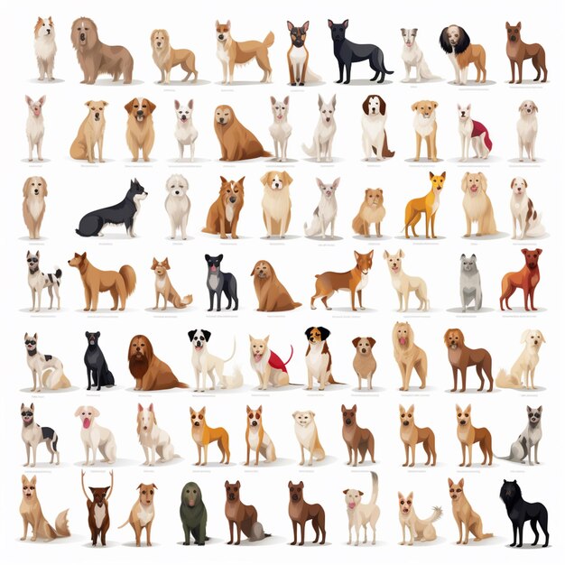 Photo a close up of a bunch of dogs standing on a white surface generative ai