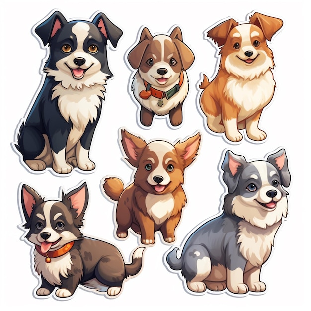 a close up of a bunch of dogs with different expressions generative ai