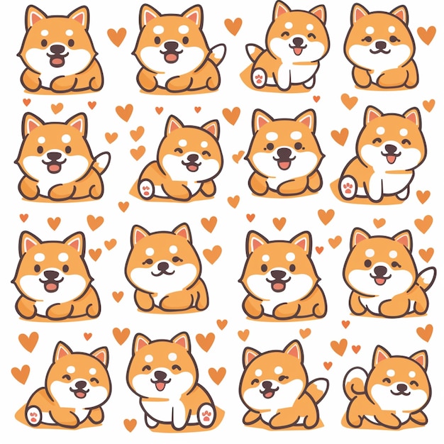 a close up of a bunch of dogs with hearts on them generative ai