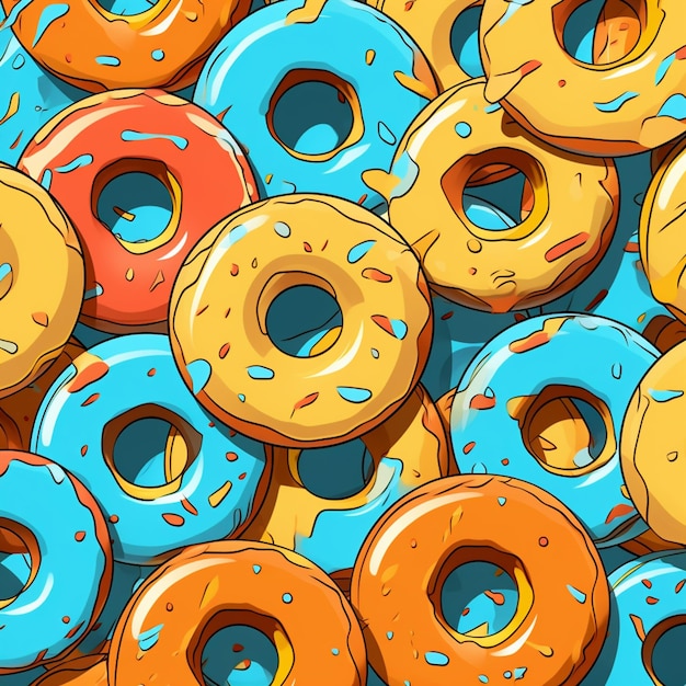 a close up of a bunch of donuts with different colors generative ai