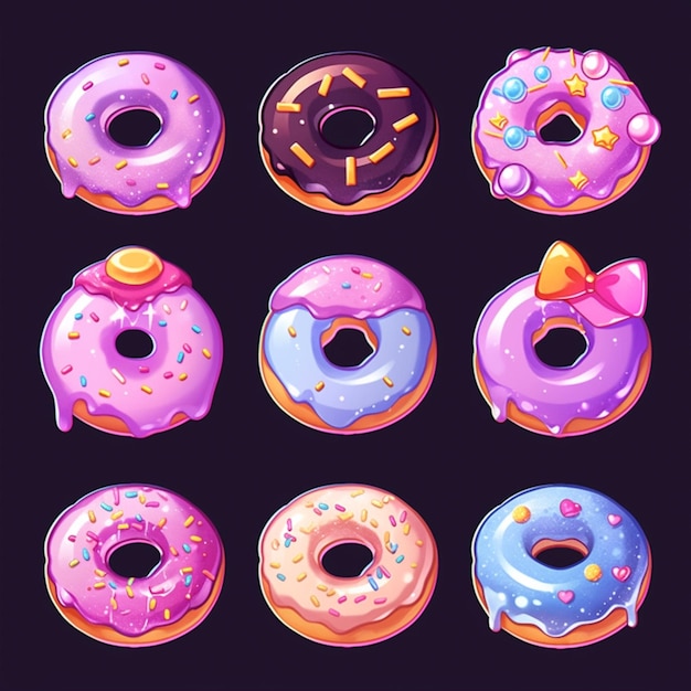 a close up of a bunch of donuts with different toppings generative ai