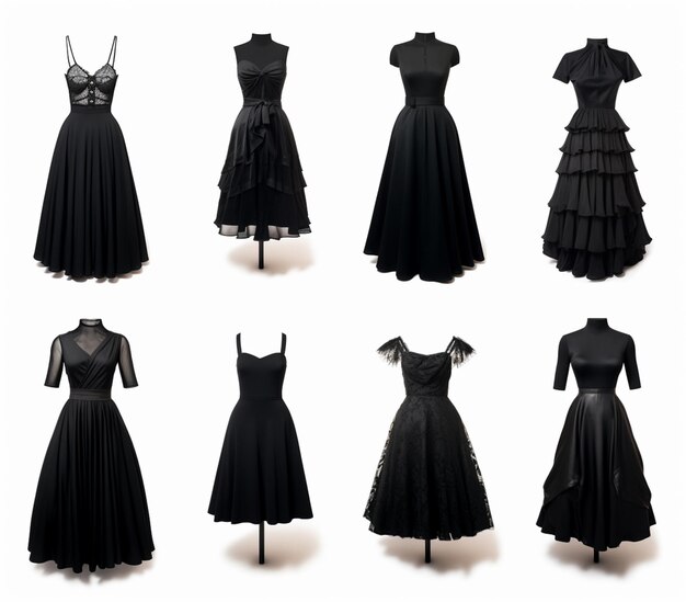 a close up of a bunch of dresses on a mannequin stand generative ai