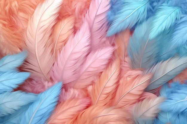 A close up of a bunch of feathers on a table generative ai