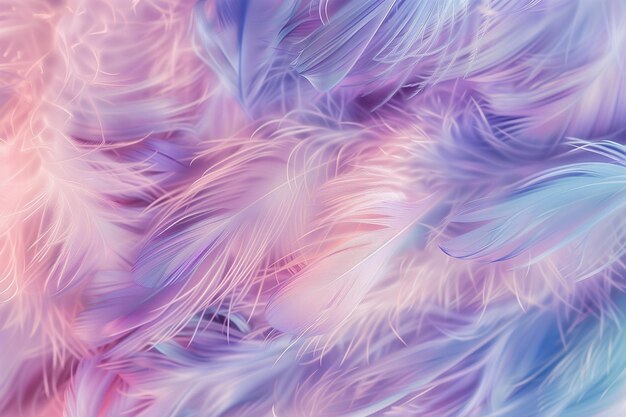 a close up of a bunch of feathers with a pink and blue background generative ai