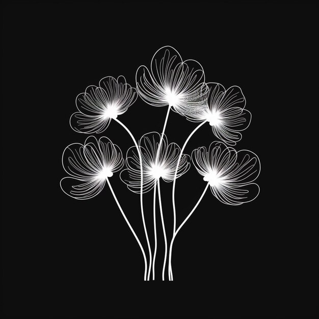 Photo a close up of a bunch of flowers on a black background ai generative