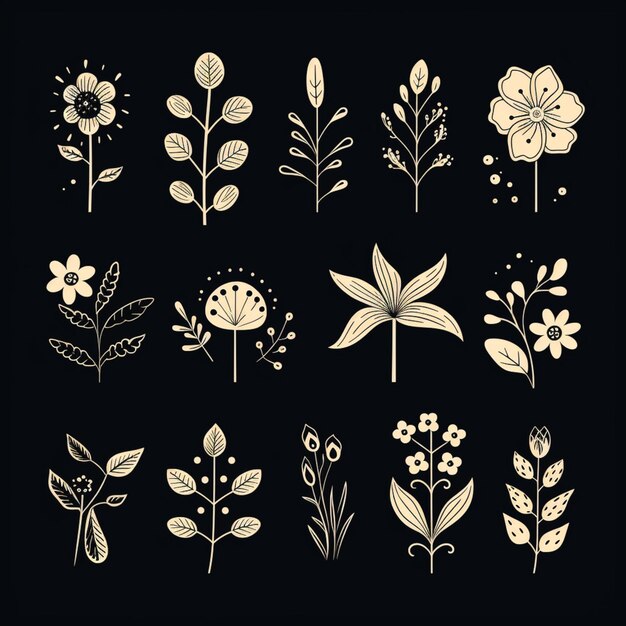 Photo a close up of a bunch of flowers on a black background generative ai