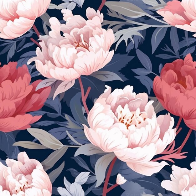 A close up of a bunch of flowers on a blue background generative ai