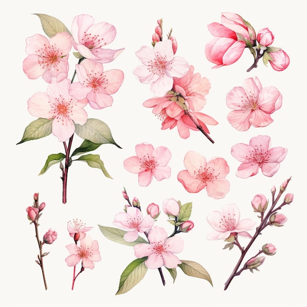 A close up of a bunch of flowers on a branch generative ai