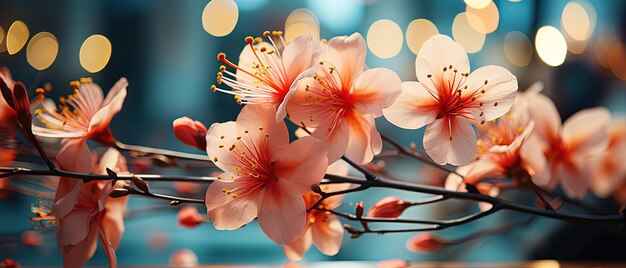 Foto un primo piano di un bouquet di fiori su un ramo