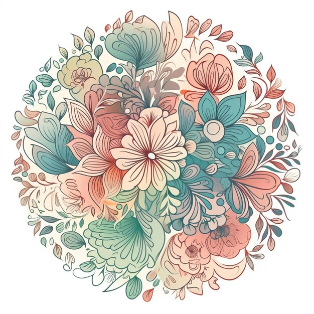 a close up of a bunch of flowers in a circle generative ai