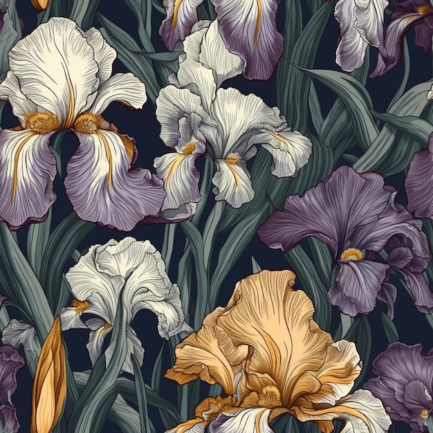 a close up of a bunch of flowers on a dark background generative ai