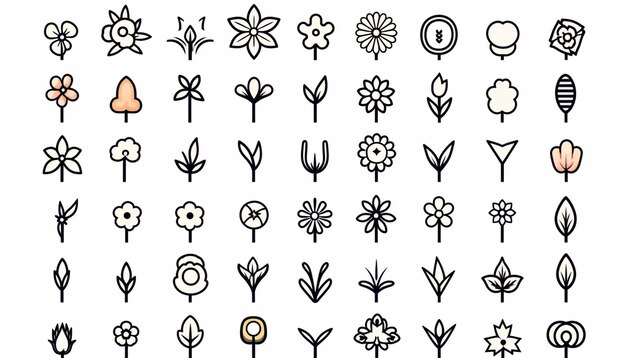 Photo a close up of a bunch of flowers drawn in a line generative ai