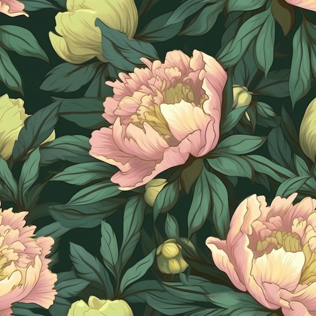 a close up of a bunch of flowers on a green background generative ai