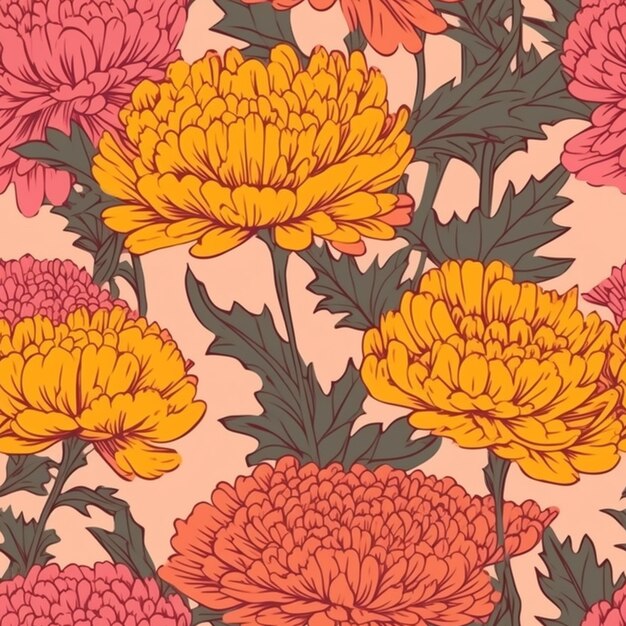 Photo a close up of a bunch of flowers on a pink background generative ai