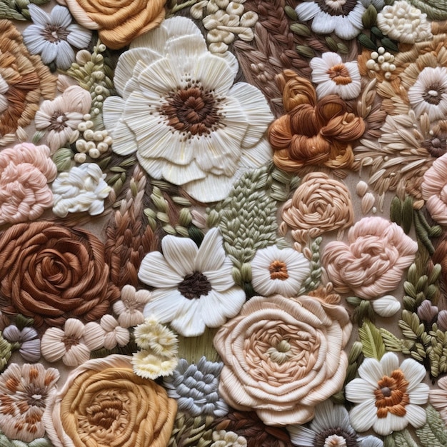 a close up of a bunch of flowers on a table generative ai