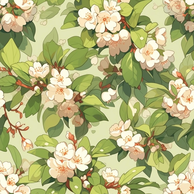 A close up of a bunch of flowers on a tree generative ai