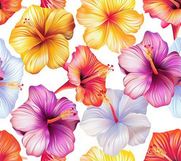 a close up of a bunch of flowers on a white background generative ai