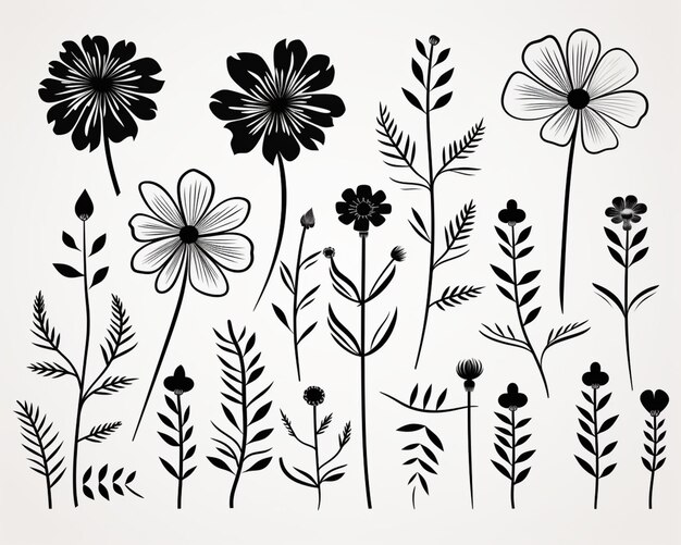 a close up of a bunch of flowers on a white background generative ai