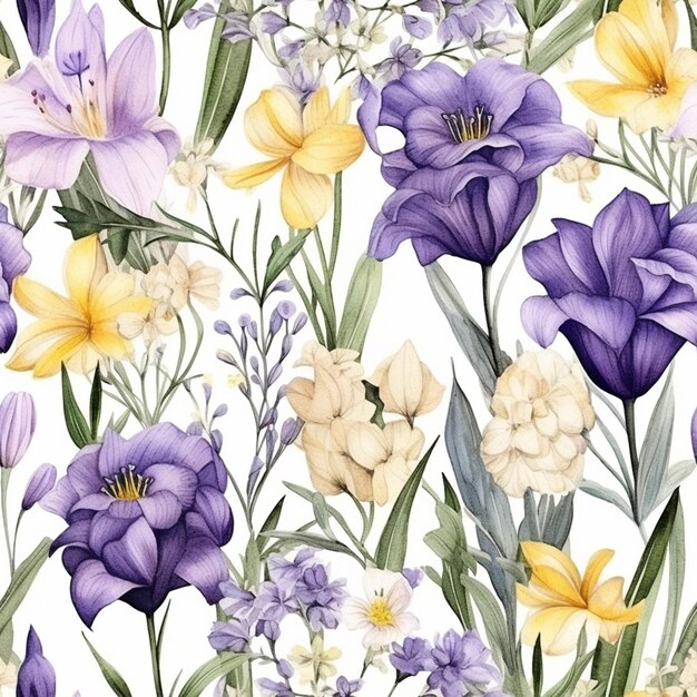 A close up of a bunch of flowers on a white background generative ai