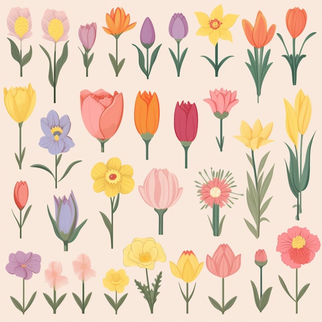 a close up of a bunch of flowers on a white background generative ai