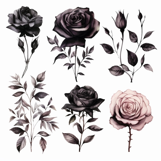 a close up of a bunch of flowers on a white background generative ai