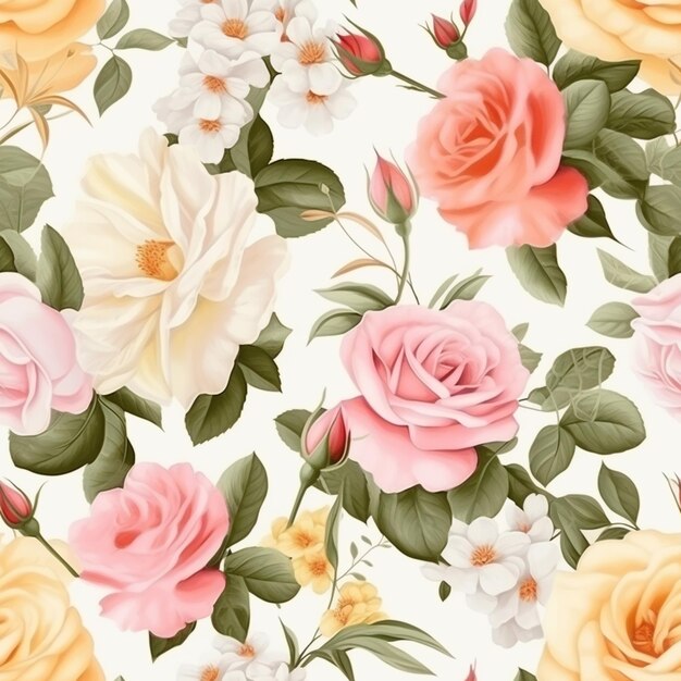 a close up of a bunch of flowers on a white background generative ai