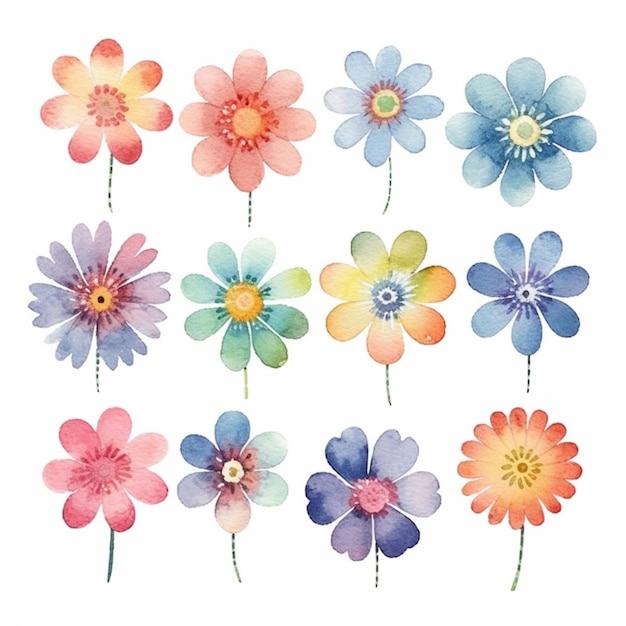 A close up of a bunch of flowers with different colors generative ai