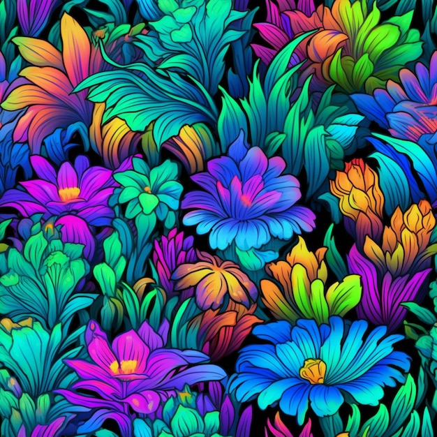 A close up of a bunch of flowers with different colors generative ai