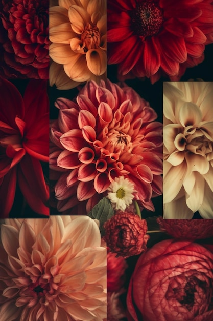 A close up of a bunch of flowers with different colors generative ai