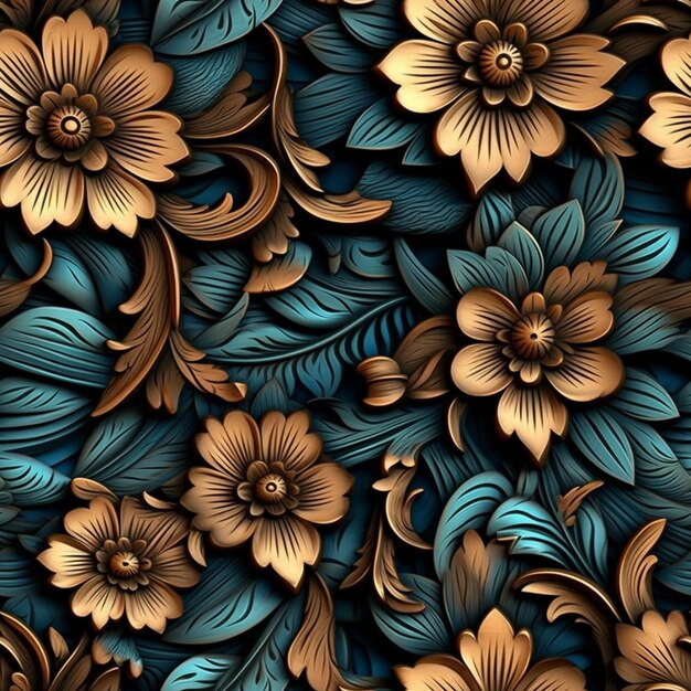 A close up of a bunch of flowers with leaves generative ai