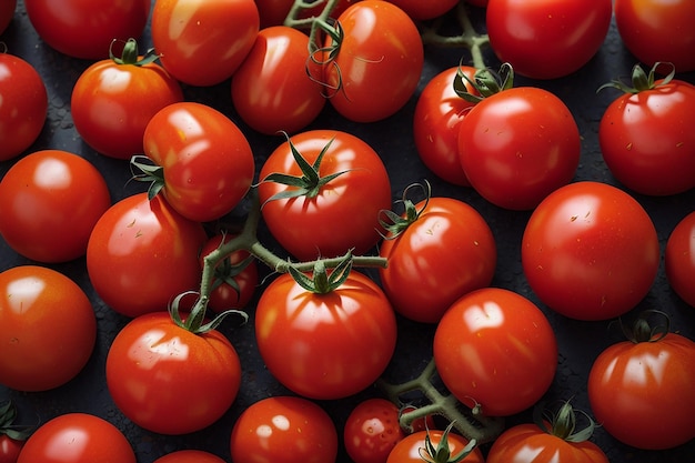 A close up of a bunch of fresh tomatoes in red color