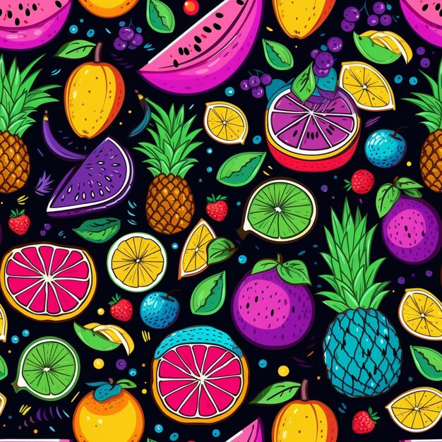 Photo a close up of a bunch of fruit on a black background generative ai