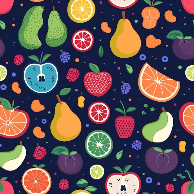 A close up of a bunch of fruit on a dark background generative ai