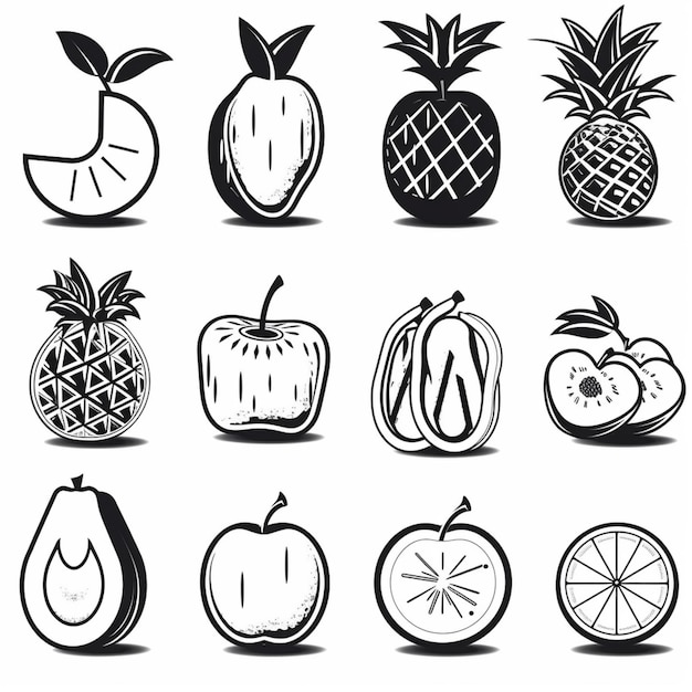 Photo a close up of a bunch of fruit on a white background generative ai