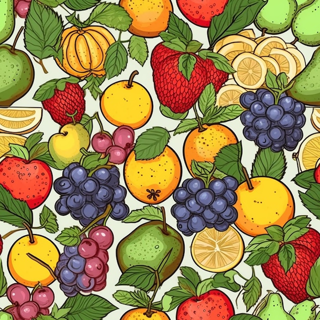 a close up of a bunch of fruit on a white background generative ai