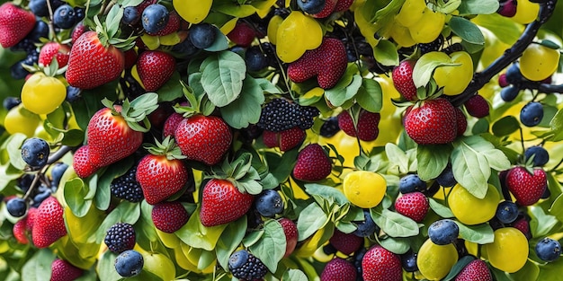 A close up of a bunch of fruit