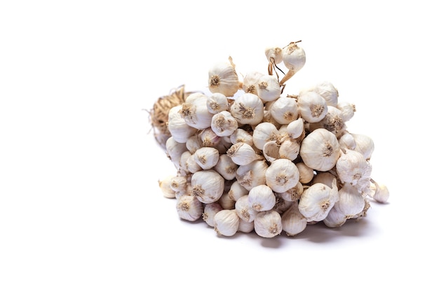 Close up on bunch of garlic isolated