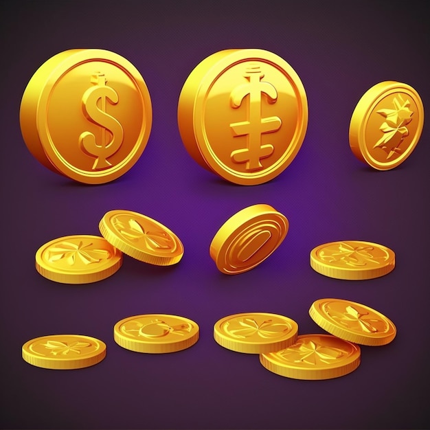 A close up of a bunch of gold coins with a dollar sign on them generative ai