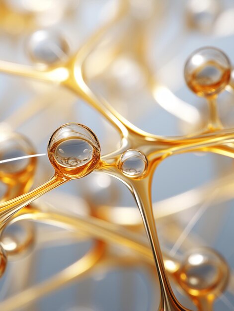 a close up of a bunch of gold spheres with a blue background generative ai