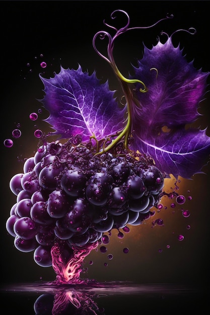 Close up of a bunch of grapes generative ai