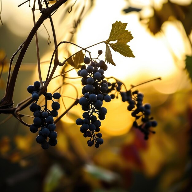 A close up of a bunch of grapes on a tree