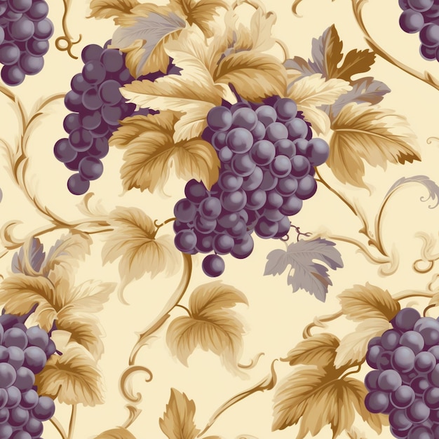 A close up of a bunch of grapes on a vine generative ai