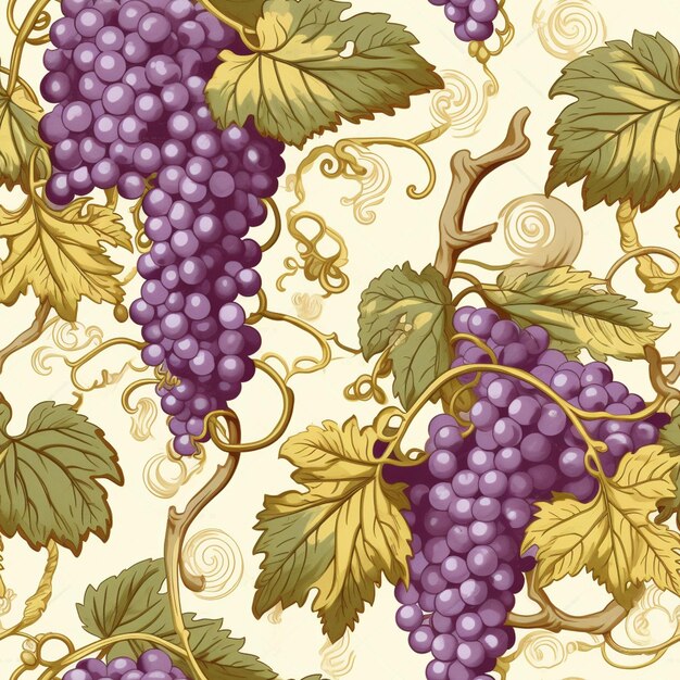 Photo a close up of a bunch of grapes on a vine generative ai