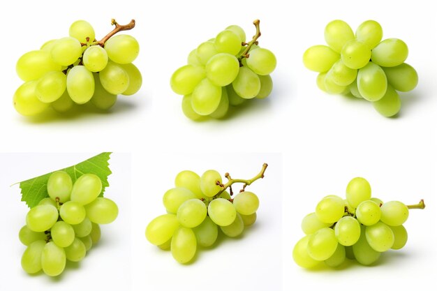 Photo a close up of a bunch of grapes with green leaves generative ai